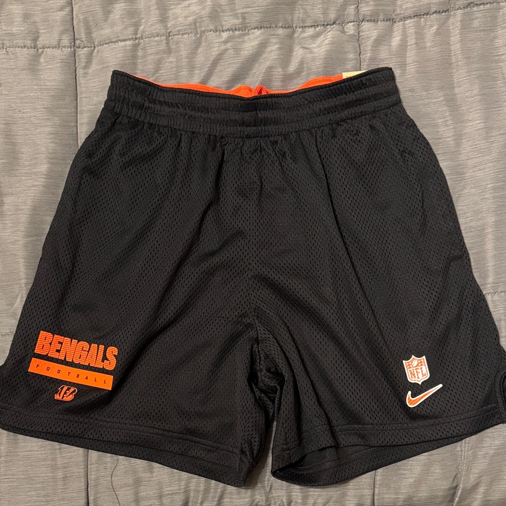 Nike Men's Black and Orange Bengals Athletic Shorts
